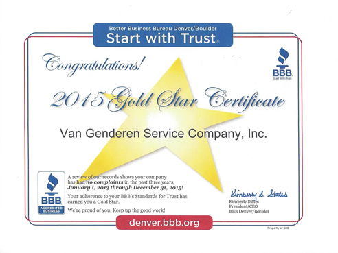 2015 BBB Gold Star Certificate